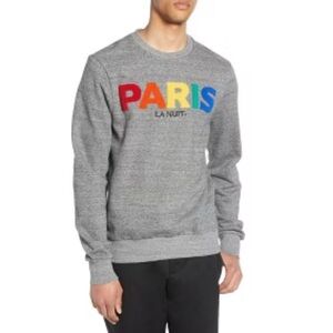 Eleven Paris Gray Crewneck Sweater with Multicolor Lettering